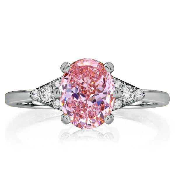Oval Cut Pink Engagement Ring - 925 Sterling Silver, 2.00 CT Center Stone