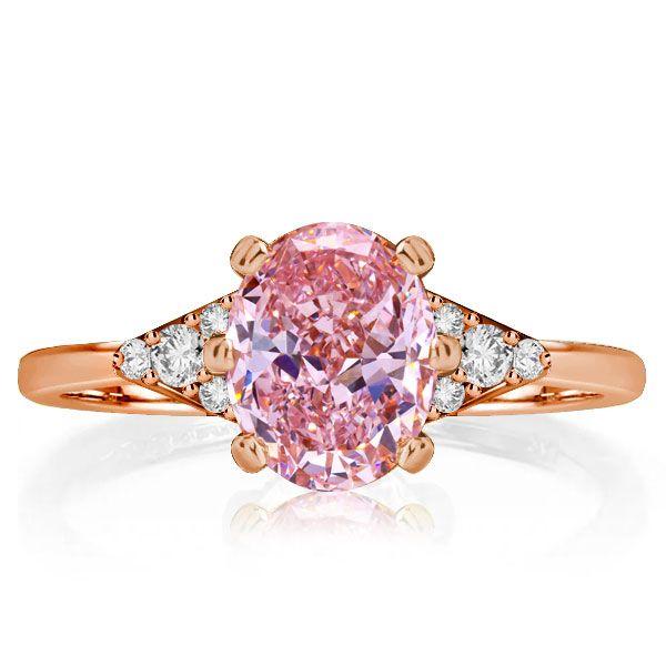 Oval Cut Pink Engagement Ring - 925 Sterling Silver, 2.00 CT Center Stone