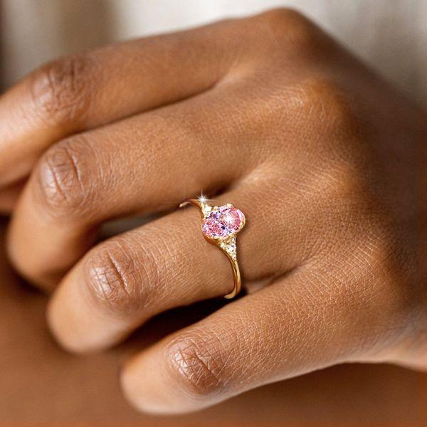 Oval Cut Pink Engagement Ring - 925 Sterling Silver, 2.00 CT Center Stone