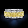 Yellow Asscher Cut Eternity Wedding Band - Sterling Silver - 10.7 CTW