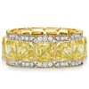 Yellow Asscher Cut Eternity Wedding Band - Sterling Silver - 10.7 CTW