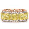 Yellow Asscher Cut Eternity Wedding Band - Sterling Silver - 10.7 CTW