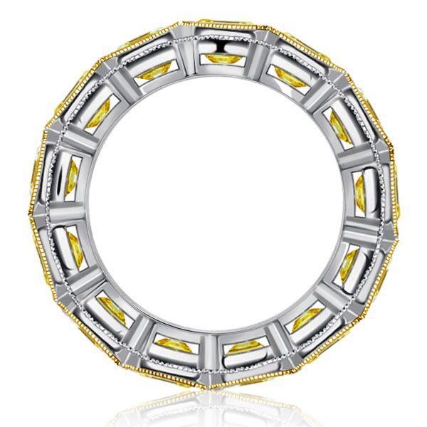 Yellow Asscher Cut Eternity Wedding Band - Sterling Silver - 10.7 CTW