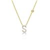 Personalized Initial Necklace - 18K Gold Plated Sterling Silver Bezel Letter Pendant