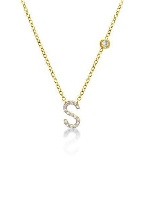 Personalized Initial Necklace - 18K Gold Plated Sterling Silver Bezel Letter Pendant