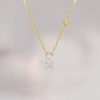 Personalized Initial Necklace - 18K Gold Plated Sterling Silver Bezel Letter Pendant
