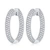 Sterling Silver Pave Hoop Earrings for Women - 3.65 CTW