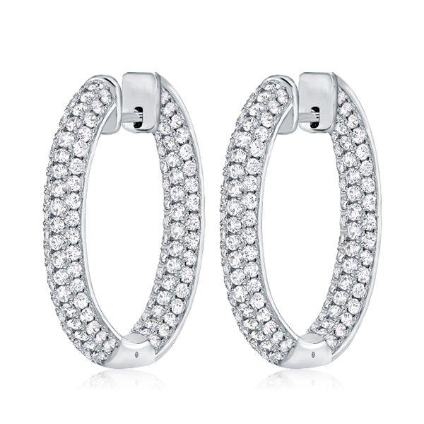 Sterling Silver Pave Hoop Earrings for Women - 3.65 CTW