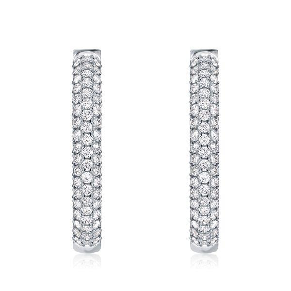 Sterling Silver Pave Hoop Earrings for Women - 3.65 CTW
