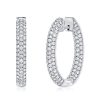 Sterling Silver Pave Hoop Earrings for Women - 3.65 CTW