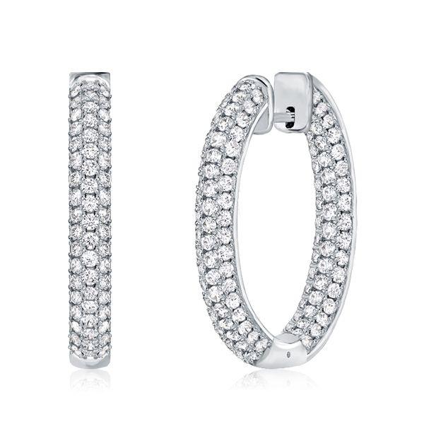 Sterling Silver Pave Hoop Earrings for Women - 3.65 CTW