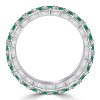 Emerald & Sapphire Eternity Band - Baguette & Round Cut - Sterling Silver