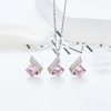 Emerald Cut Pink Sapphire Necklace & Earrings Set - Sterling Silver Jewelry