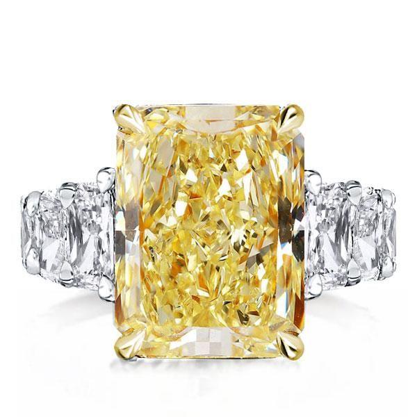 Two-Tone Sterling Silver Engagement Ring - 14.22 CT Center Stone
