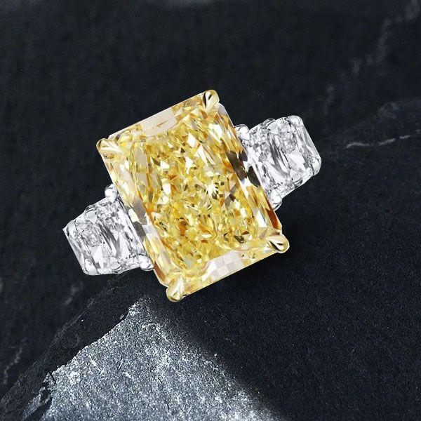 Two-Tone Sterling Silver Engagement Ring - 14.22 CT Center Stone