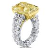 Two-Tone Sterling Silver Engagement Ring - 14.22 CT Center Stone