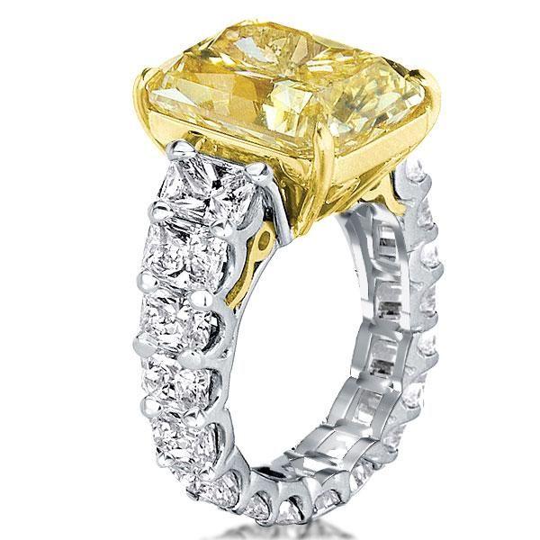 Two-Tone Sterling Silver Engagement Ring - 14.22 CT Center Stone