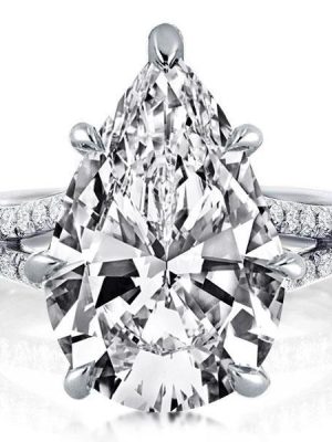 Split Pear Cut 6.00 CT Simulated Diamond Engagement Ring in Sterling Silver