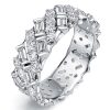 3.20 CT. TW. Round & Emerald Cut Eternity Band in Rhodium-Plated 925 Sterling Silver