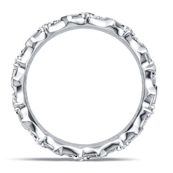 3.20 CT. TW. Round & Emerald Cut Eternity Band in Rhodium-Plated 925 Sterling Silver