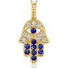 18K Gold Plated Evil Eye Hamsa Hand Necklace for Women - Sterling Silver