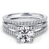 Split Shank White Sapphire Bridal Set in Sterling Silver