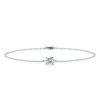 Dainty Single Stone Round Cut Bracelet in Sterling Silver with Rhodium Finish