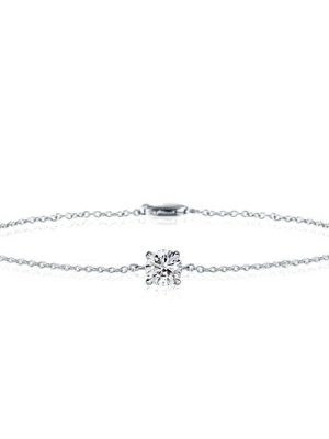 MV-C70A27F50EB9-1 Dainty Single Stone Round Cut Bracelet in Sterling Silver with Rhodium Finish