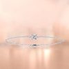 Dainty Single Stone Round Cut Bracelet in Sterling Silver with Rhodium Finish