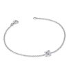 Dainty Single Stone Round Cut Bracelet in Sterling Silver with Rhodium Finish