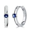 Classic Blue Round Huggie Hoop Earrings - Sterling Silver