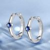 Classic Blue Round Huggie Hoop Earrings - Sterling Silver
