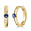 Classic Blue Round Huggie Hoop Earrings - Sterling Silver