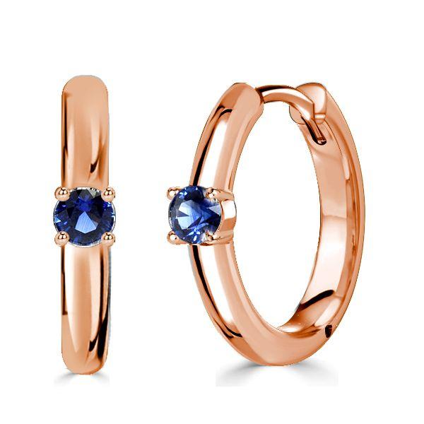 Classic Blue Round Huggie Hoop Earrings - Sterling Silver