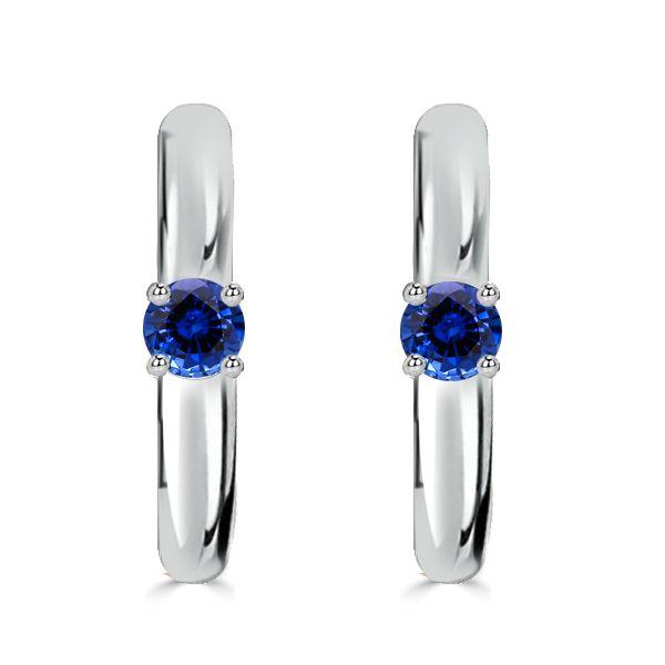 Classic Blue Round Huggie Hoop Earrings - Sterling Silver
