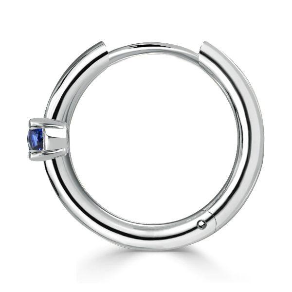 Classic Blue Round Huggie Hoop Earrings - Sterling Silver