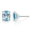 Sterling Silver Cushion Cut Aquamarine Stud Earrings for Women with Push Back Closure