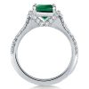 Split Shank Emerald Cut Green Stone Engagement Ring in Sterling Silver