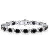 Sterling Silver Black & White Oval Bracelet for Women - [Length Options]