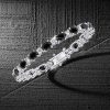 Sterling Silver Black & White Oval Bracelet for Women - [Length Options]