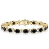 Sterling Silver Black & White Oval Bracelet for Women - [Length Options]