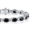 Sterling Silver Black & White Oval Bracelet for Women - [Length Options]