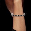 Sterling Silver Black & White Oval Bracelet for Women - [Length Options]