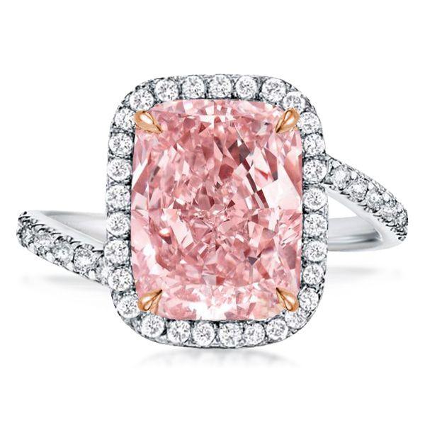 Halo Created Pink Sapphire Engagement Ring - 925 Sterling Silver, 7.62 CTW