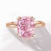 Rose Gold Cushion Cut Pink Sapphire Engagement Ring - 5.0 CT Simulated Gemstone