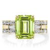 Golden Emerald Cut Peridot Wedding Ring Set - 925 Sterling Silver