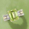 Golden Emerald Cut Peridot Wedding Ring Set - 925 Sterling Silver