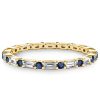 Sterling Silver Baguette Eternity Wedding Band for Women with Blue & White Stones