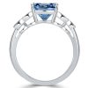 Emerald Cut Blue Topaz Engagement Ring in Sterling Silver