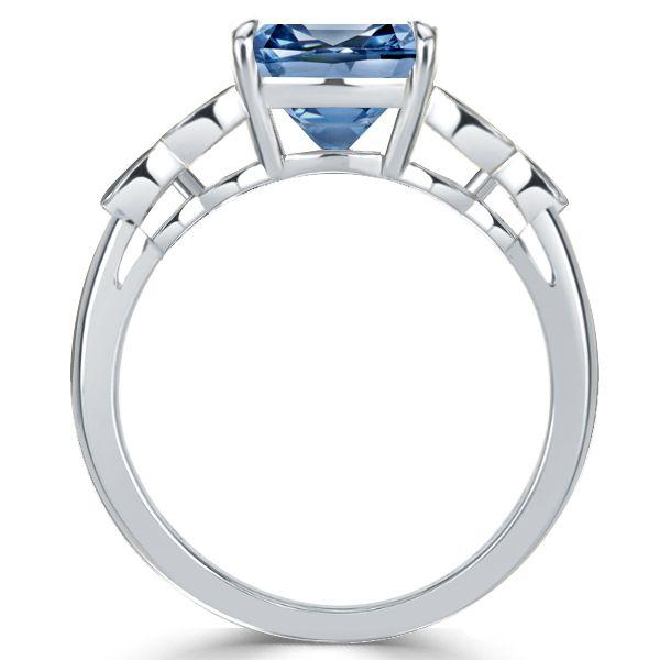 Emerald Cut Blue Topaz Engagement Ring in Sterling Silver
